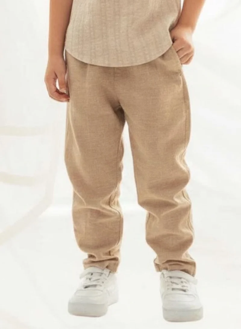 Kids' Regular Fit Linen Cotton Cropped Pants