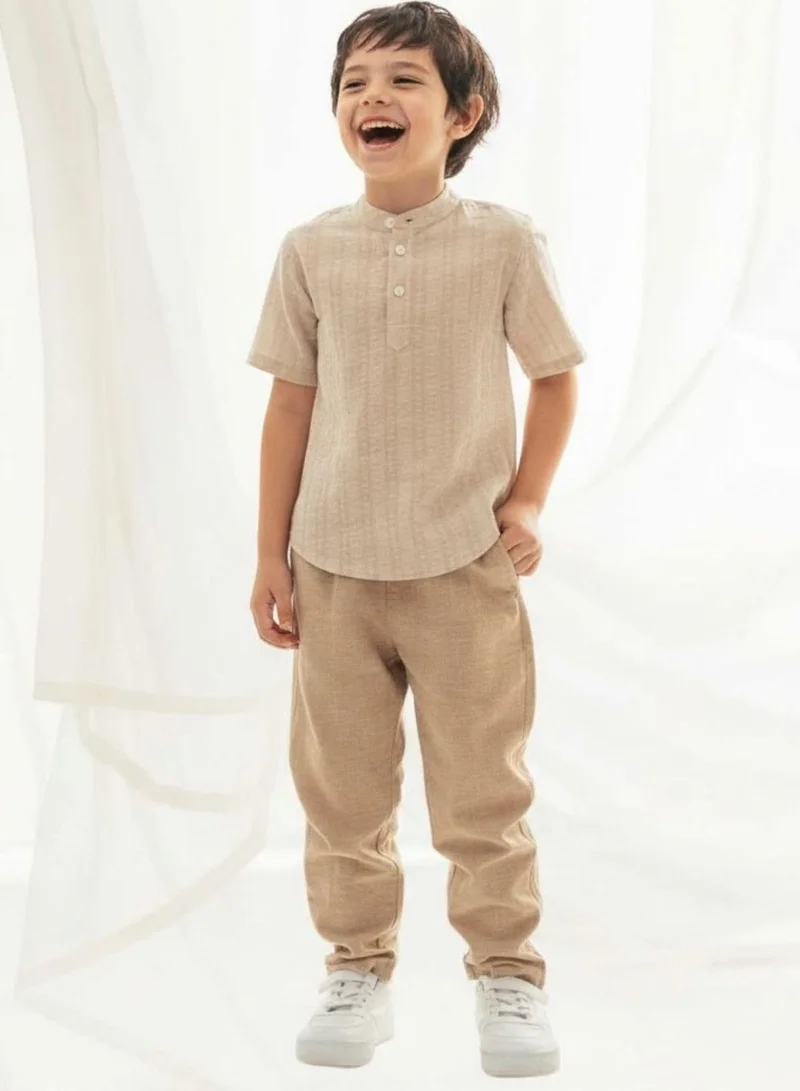 Giordano  Kids' Regular Fit Linen Cotton Cropped Pants  | Best Price UAE