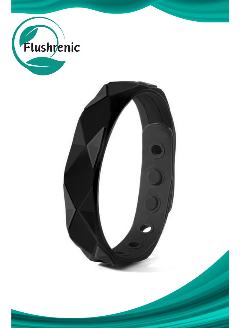 Flushrenic Anti Static Wrist Strap, Adjustable Anti Static Wristband, Silicone Static Strap Balance Energy Waterproof and Anti-Static Silicone Sports Bracelet for Men and Women (Black) - Image 1