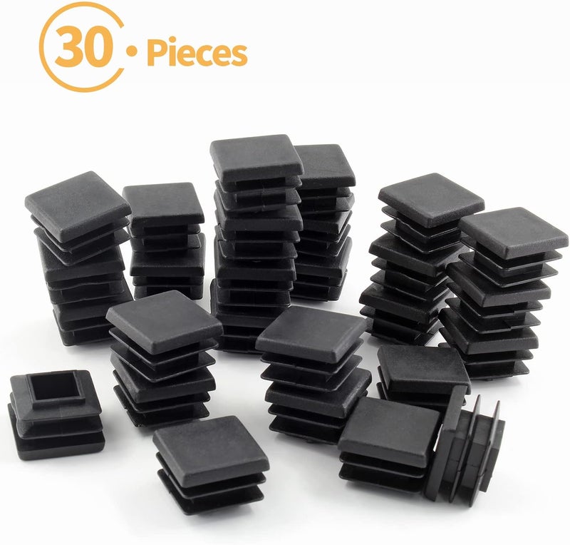 Uenhoy 30 Pcs 1" Square Plastic Plugs Insert End Caps Black Tubing End Caps for Square Tube, Chair Legs, Fence - Image 2