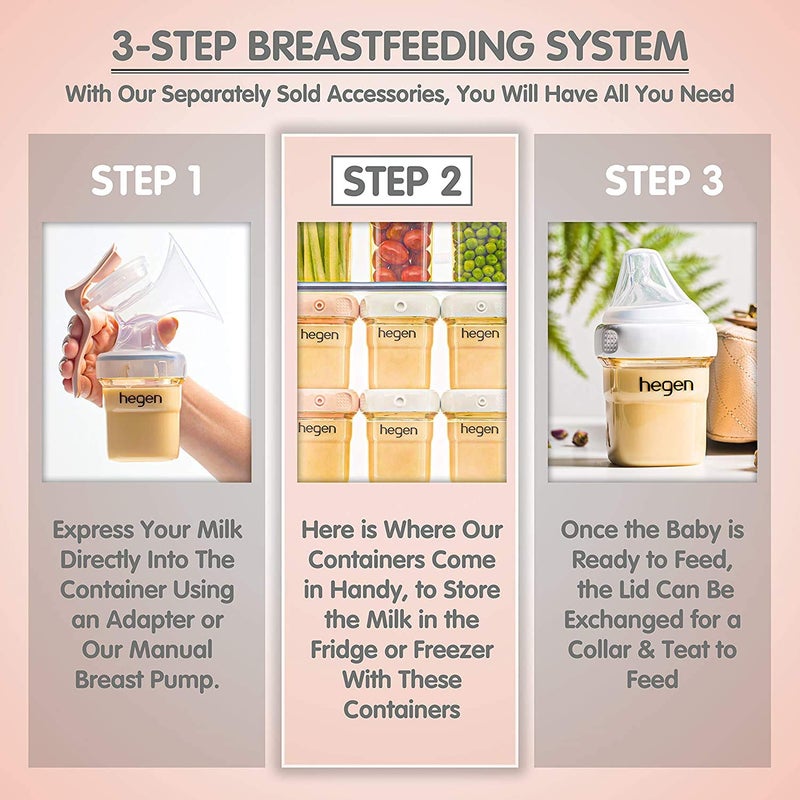 Hegen Easy to Clean Reuseable Breast Milk Storage, 5oz (4-Pack) - Image 3