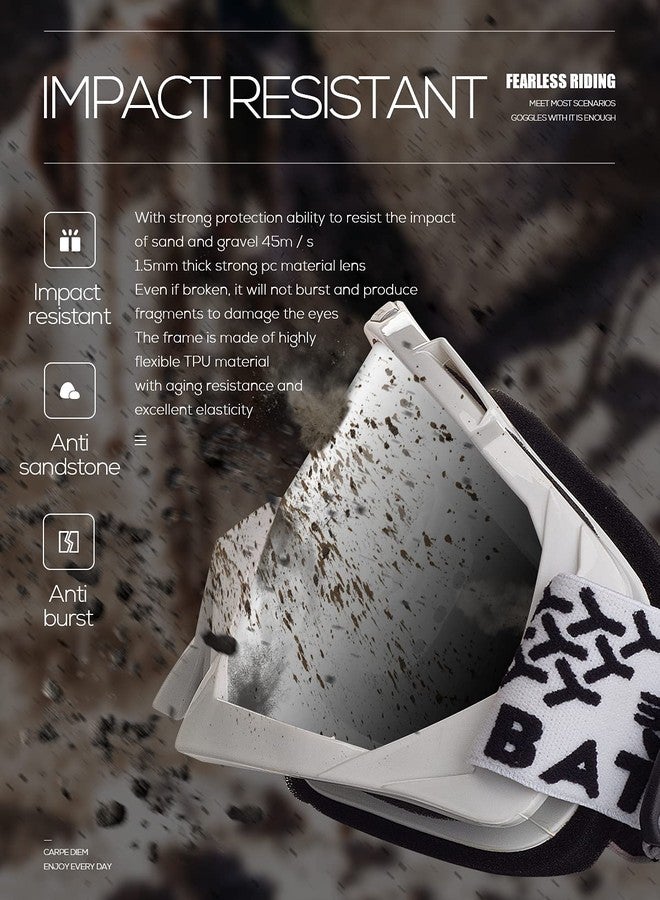 بات فوكس نظارات باتفوكس للدراجات النارية الترابية والمركبات الرباعية، معدات ركوب الدراجات النارية، موتوكروس، دراجات ترابية، دراجات رباعية العجلات، MX DH، ملحقات نظارات واقية للرجال والنساء والشباب، حماية من الأشعة فوق البنفسجية 400، مقاومة للغبار، حزام مانع للانزلاق - Image 4