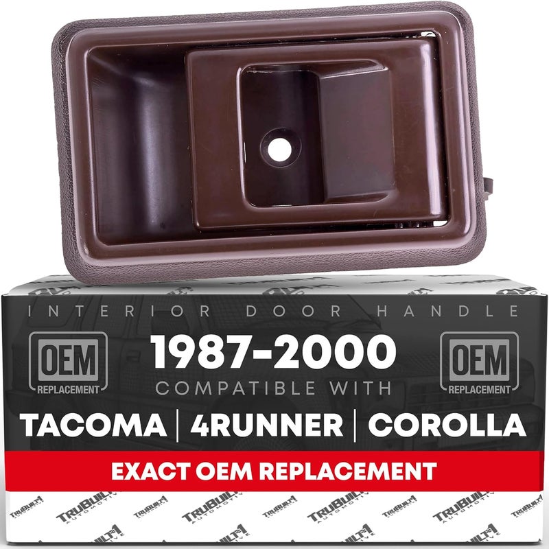 T1A Interior Front & Rear Driver Door Handle - Compatible with 1988-1992 Toyota Corolla, 89-95 4Runner, 89-95 Pickup, 95-00 Tacoma; 89-92 Geo Prizm - Brown, Plastic - 69206-04010-B, 69206-02050-E0, 79500 - Image 1
