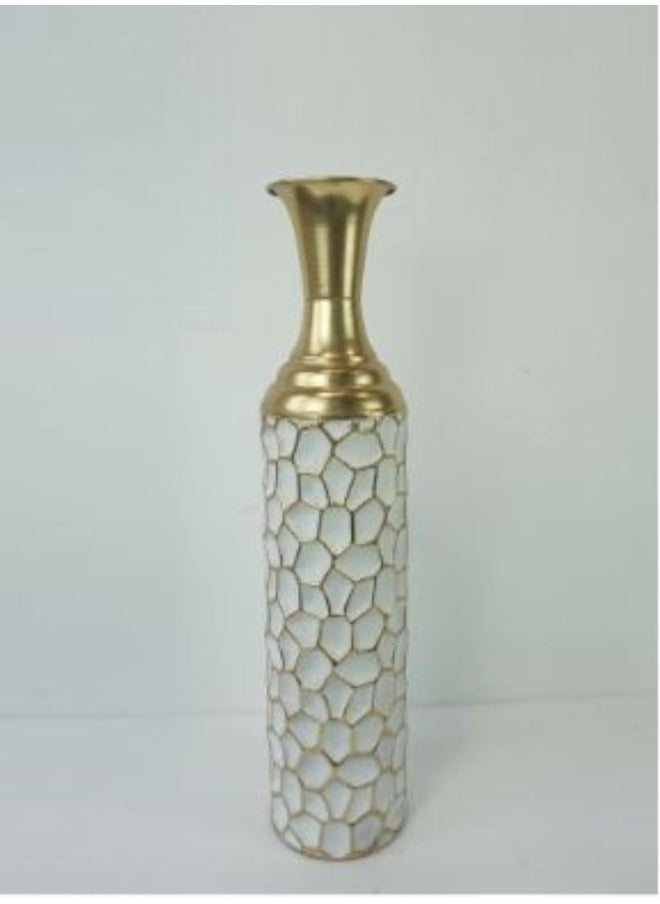Decorhills DECORHILLS High Decorative White and Gold Metal Floor Vase  - Image 2