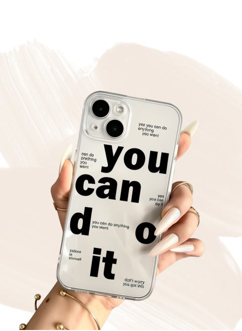 Motivational Clear Phone Case – 'You Can Do It' Inspirational Design, Shockproof, Slim & Durable Protective Cover for iPhone
