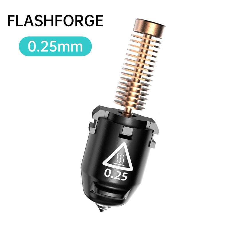 FLASHFORGE Adventurer 5M Hardened Nozzle 280℃ High Flow 32mm³/s for Stable High-Speed Printing Compatible with Adventurer 5M Hotend Perfect for High-Strength Filaments  - 0.25mm - Image 2
