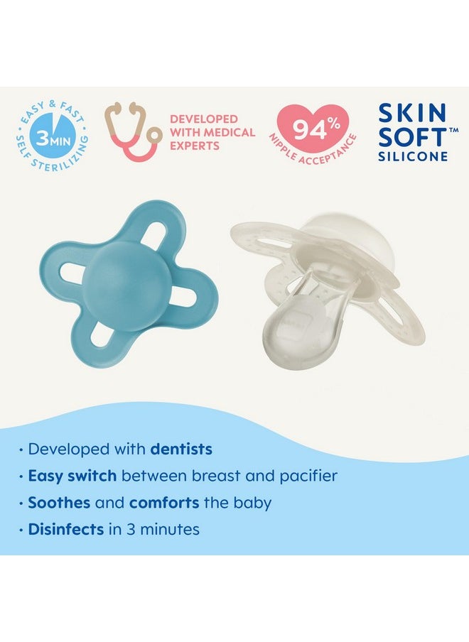 MAM Original Start Matte Newborn Baby Pacifier, Best Pacifier For Breastfed Babies, Sterilizer Case, Boy, 0-3 (Pack Of 2)  - Image 2