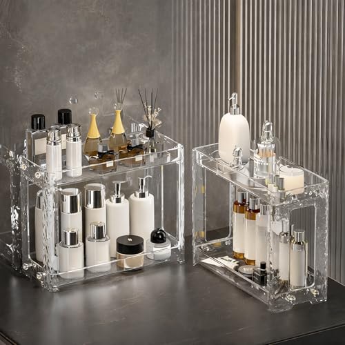 KREPS® 2-Tier Countertop Organizer, Spice Rack for Kitchen Bathroom Countertop Storage, Cosmetics Skincare Shelf, Makeup Perfume Organizer Vanity (Transparent) (TRANS) - Image 3