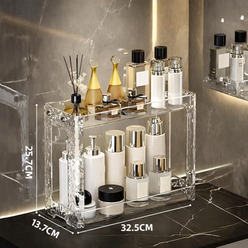 KREPS® 2-Tier Countertop Organizer, Spice Rack for Kitchen Bathroom Countertop Storage, Cosmetics Skincare Shelf, Makeup Perfume Organizer Vanity (Transparent) (TRANS) - Image 2