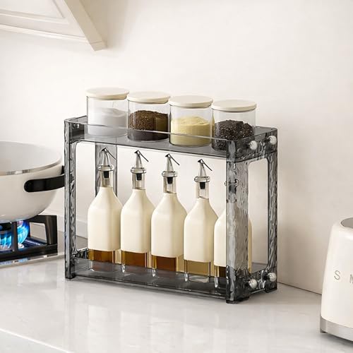 KREPS® 2-Tier Countertop Organizer, Spice Rack for Kitchen Bathroom Countertop Storage, Cosmetics Skincare Shelf, Makeup Perfume Organizer Vanity (Transparent) (TRANS) - Image 4