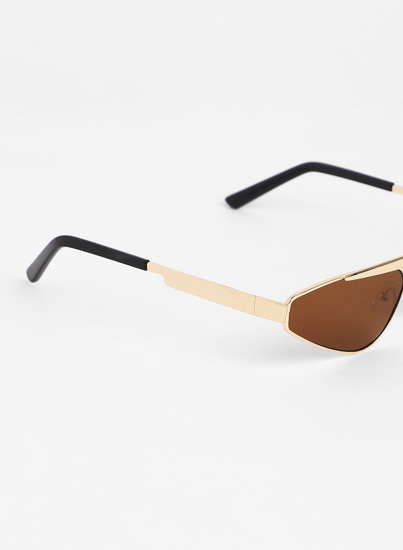Haute Sauce Women's The Swish Cateye Sunglasses For Casual Wear | One-Size | California Gold Alloy Frame | Chocolate Brown Polarized Lens | Full Rim | Eyewear For Woman & Girls