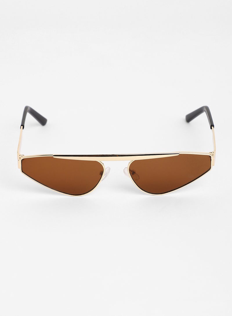 Haute Sauce Women's The Swish Cateye Sunglasses For Casual Wear | One-Size | California Gold Alloy Frame | Chocolate Brown Polarized Lens | Full Rim | Eyewear For Woman & Girls