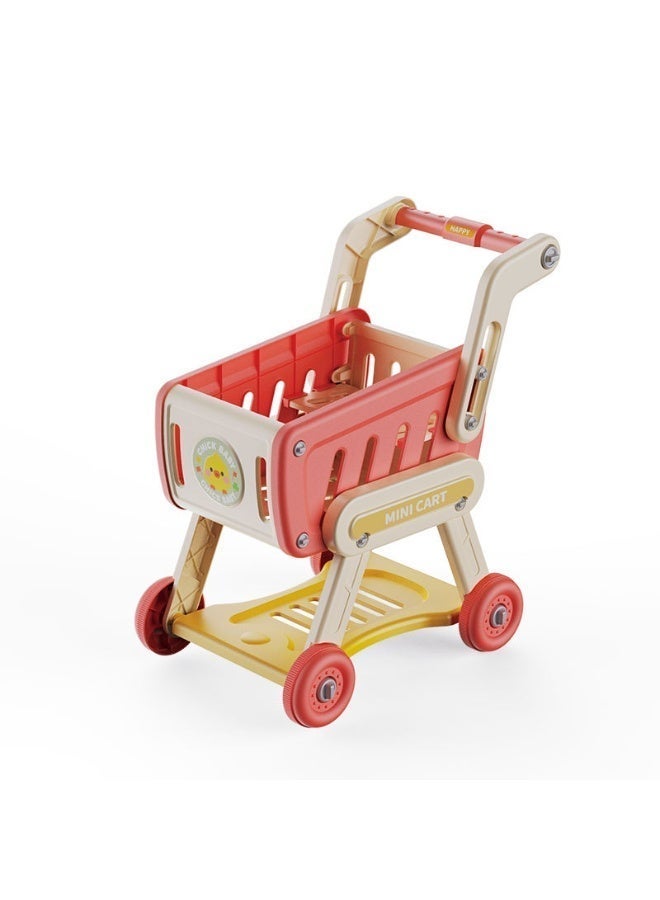 SUCITY 38PCS Kids Shopping Cart Trolley Play Set with Pretend Food and Accessories Pretend Shopping Playset Toy Kids, Pretend Play Grocery Store Toy, Kitchen Game for Kids(Red) - Image 5
