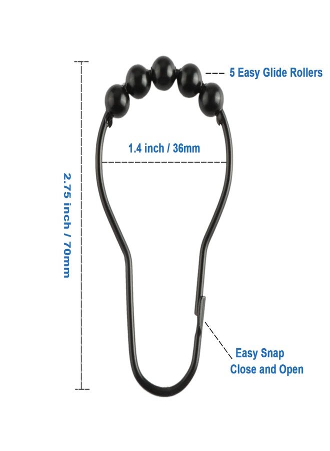 Ansxiy Shower Curtain Hooks Rings, Rustproof Metal Shower Curtain Rings for Bathroom Shower Rods Curtains - Set of 12, Matte Black - Image 2