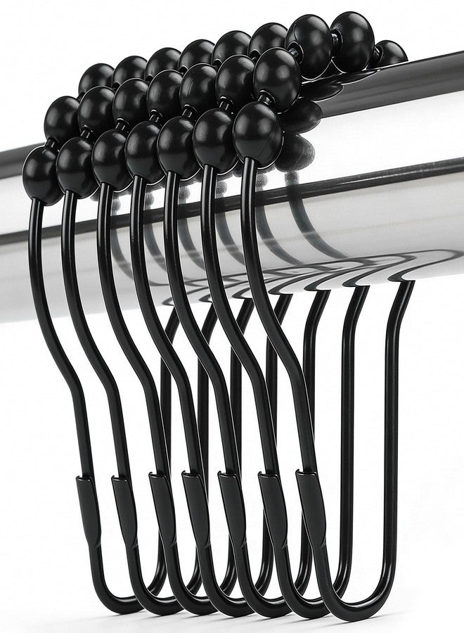 Ansxiy Shower Curtain Hooks Rings, Rustproof Metal Shower Curtain Rings for Bathroom Shower Rods Curtains - Set of 12, Matte Black - Image 1