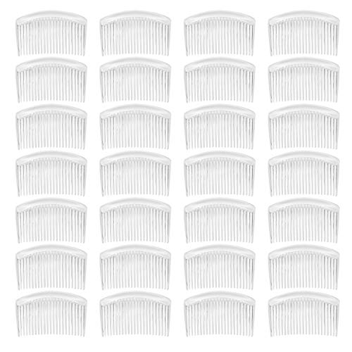 Angla 28 Pack Clear White Small Plastic Hair Side Comb With Long Teeth Hairpins Grips Barrettes Clamps Bows for Women Bridal Wedding Veil Decorative Headpiece French Twist Updo Bun Accessories - Image 5