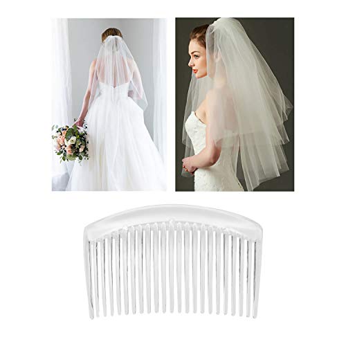 Angla 28 Pack Clear White Small Plastic Hair Side Comb With Long Teeth Hairpins Grips Barrettes Clamps Bows for Women Bridal Wedding Veil Decorative Headpiece French Twist Updo Bun Accessories - Image 2