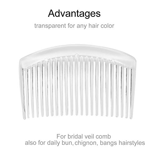 Angla 28 Pack Clear White Small Plastic Hair Side Comb With Long Teeth Hairpins Grips Barrettes Clamps Bows for Women Bridal Wedding Veil Decorative Headpiece French Twist Updo Bun Accessories - Image 4