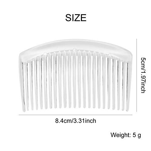 Angla 28 Pack Clear White Small Plastic Hair Side Comb With Long Teeth Hairpins Grips Barrettes Clamps Bows for Women Bridal Wedding Veil Decorative Headpiece French Twist Updo Bun Accessories - Image 3