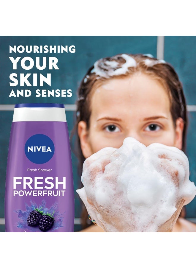 Nivea Fresh Powerfruit Shower Gel, Body Wash with Vitamins & Wild Berry Scent, Moisturising Formula, 250ml - Image 5
