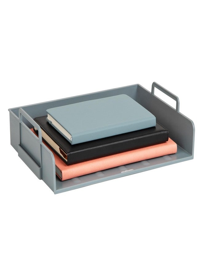 Mind Reader Stackable Paper Tray, Desktop Organizer, File Storage, Office, Plastic, 13.75" L x 10" W x 10.75" H, 4 Pcs., Gray - Image 4