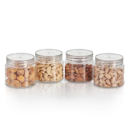 SCL Steelo Steelo Homely Plastic Kitchen Jar Container Set Kitchen Organiser Air Tight Jar Container Set Fridge safe US FDA Approved PET Food Grade Heavy Duty Material, BPA Free (Clear, 500 ml, Pack of 4) - Image 1
