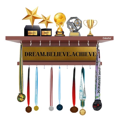 Odestar Large Medal Holder- Dream. Believe.Achieve- Walnut - Image 2