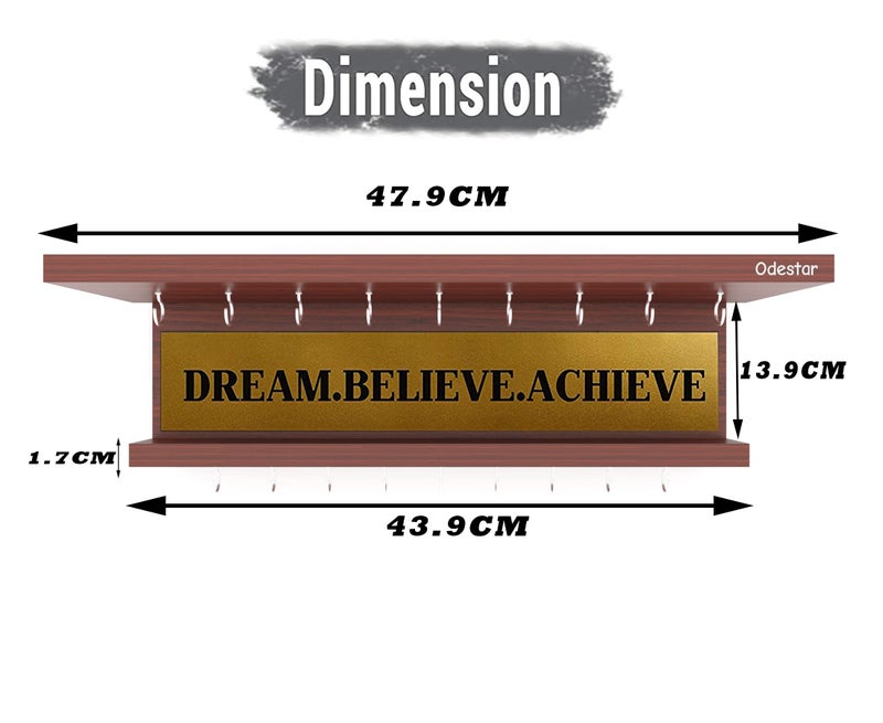 Odestar Large Medal Holder- Dream. Believe.Achieve- Walnut - Image 3
