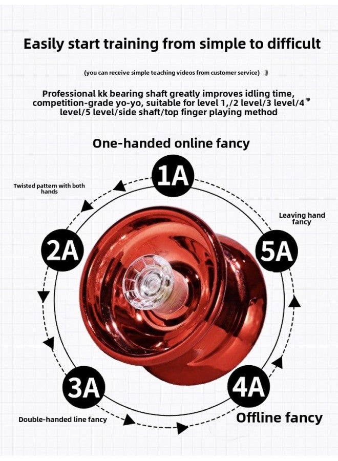 Cyber Red Yo-Yo Children's Luminous Yo-Yo Yoyo Live Sleep Automatic Swing Boy Uu Ball Beginner Beginner-Color: H3 Sun Black Gold + Free 10 Rings - Image 2