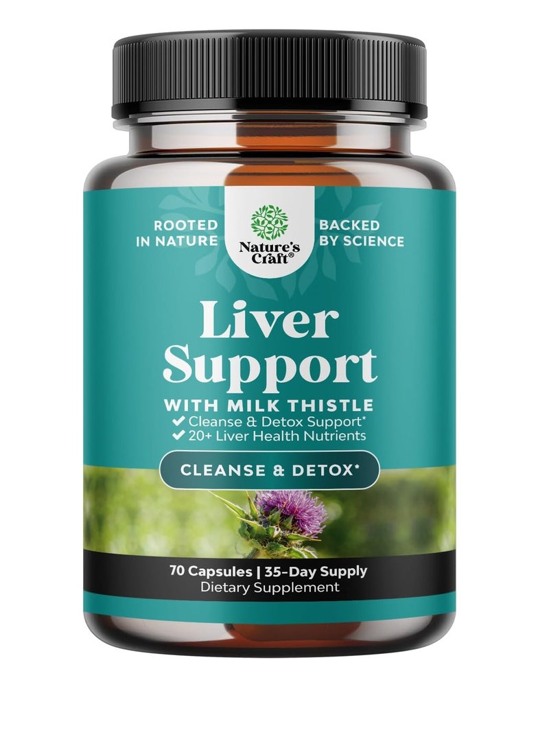Nature's Craft - Liver Support With Milk Thistle Cleanse And Detox 70 Caps - Image 1