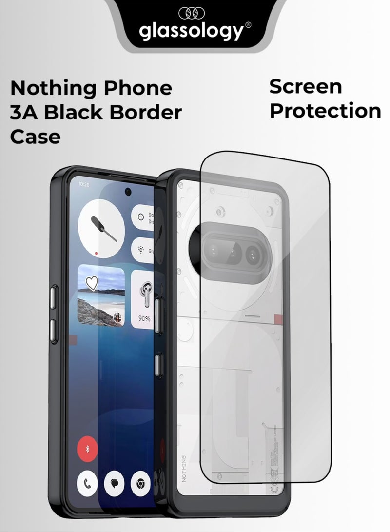 glassology حزمة لحافظة هاتف ناثينغ (3a) شفافة سوداء مع واقي شاشة واضح ظهر صلب من PC وحافة TPU مضادة للصدمات مقاومة للصدمات بزاوية 360° - Image 1