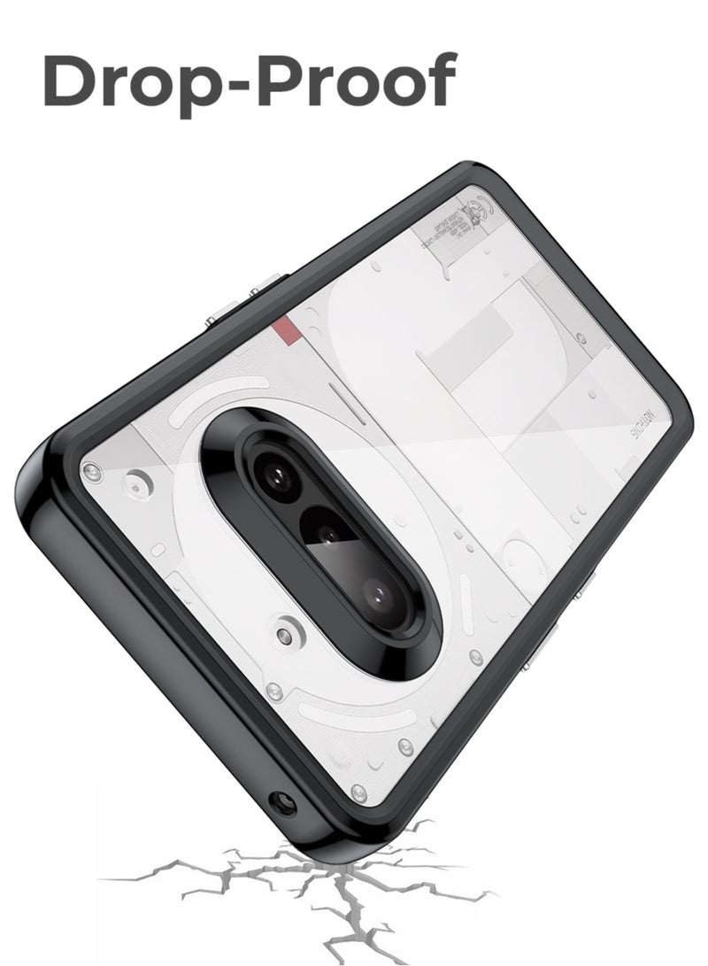 glassology حزمة لحافظة هاتف ناثينغ (3a) شفافة سوداء مع واقي شاشة واضح ظهر صلب من PC وحافة TPU مضادة للصدمات مقاومة للصدمات بزاوية 360° - Image 2