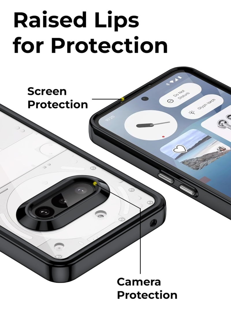 glassology حزمة لحافظة هاتف ناثينغ (3a) شفافة سوداء مع واقي شاشة واضح ظهر صلب من PC وحافة TPU مضادة للصدمات مقاومة للصدمات بزاوية 360° - Image 3