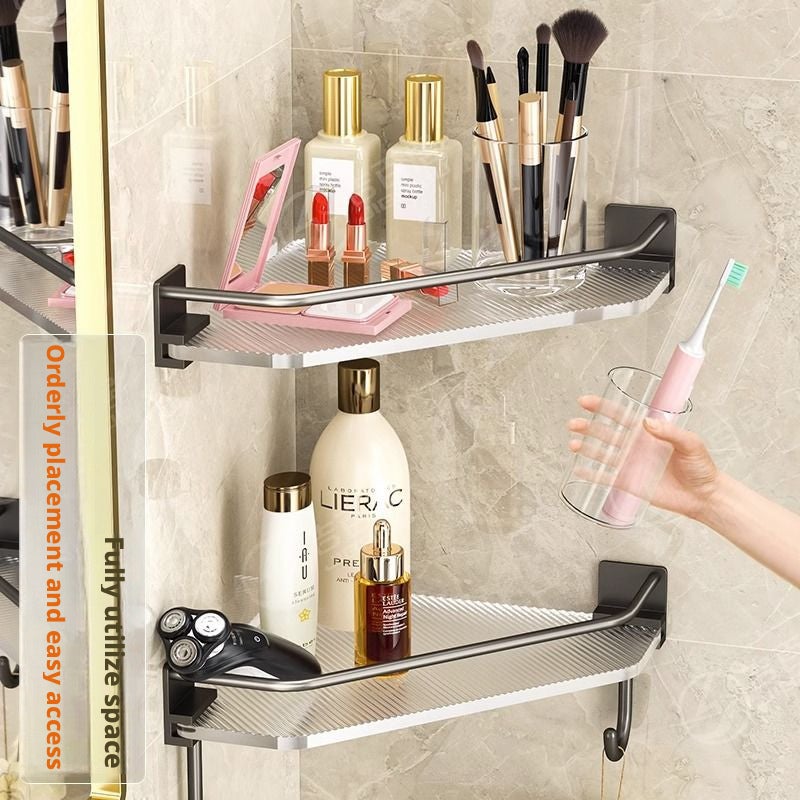 Triangular Corner Shower Caddy No-Drill Wall Mounted Storage Shelf - Image 3