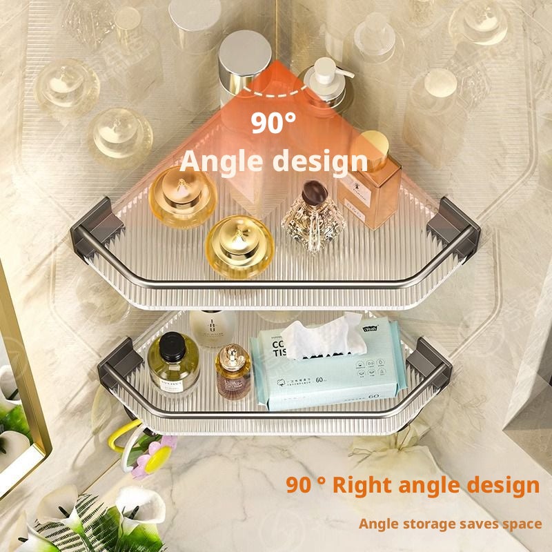 Triangular Corner Shower Caddy No-Drill Wall Mounted Storage Shelf - Image 4