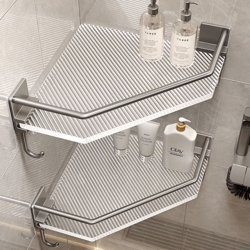 Triangular Corner Shower Caddy No-Drill Wall Mounted Storage Shelf - Image 1