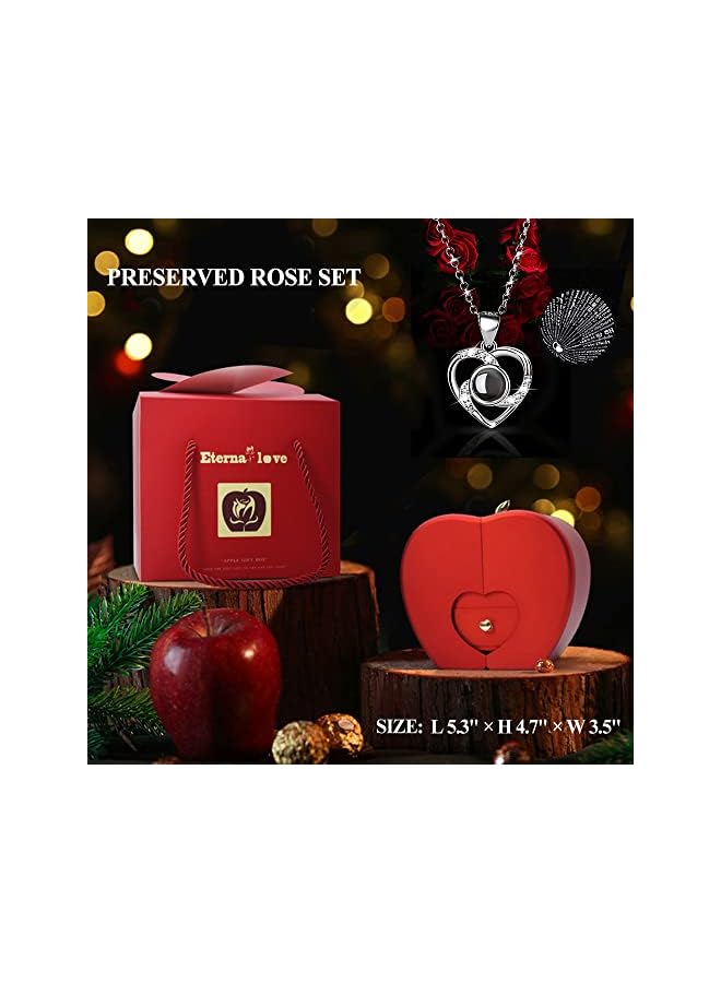 The Bros Preserved Red Rose with I Love You Necklace 100 Languages, Valentine's Day Gifts for Her, Mom, Wife, Women, Sister, Grandma, Girlfriend, Anniversary - Image 3