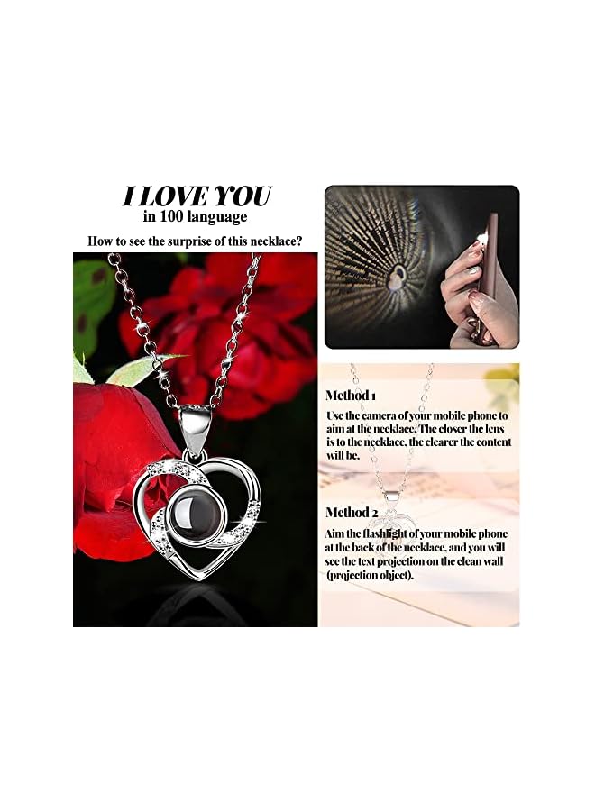 The Bros Preserved Red Rose with I Love You Necklace 100 Languages, Valentine's Day Gifts for Her, Mom, Wife, Women, Sister, Grandma, Girlfriend, Anniversary - Image 4