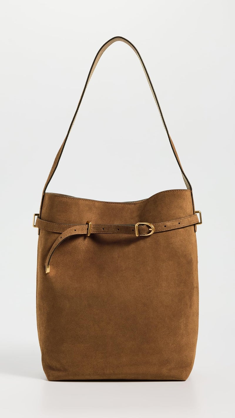 Made Well Madewell Women's The Essential Belted Bucket Tote In Suede, Dried Acorn, One Size - Image 2