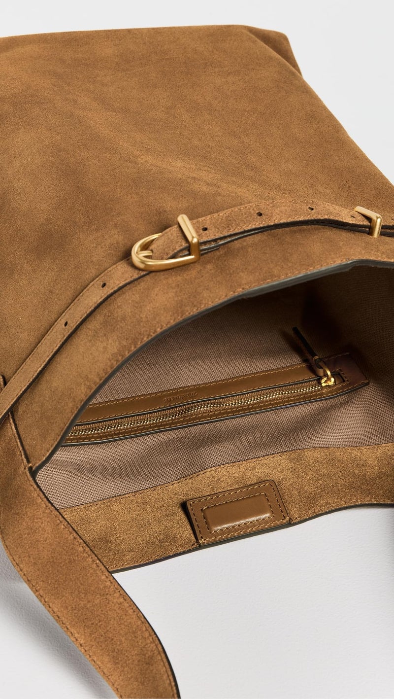 Made Well Madewell Women's The Essential Belted Bucket Tote In Suede, Dried Acorn, One Size - Image 5