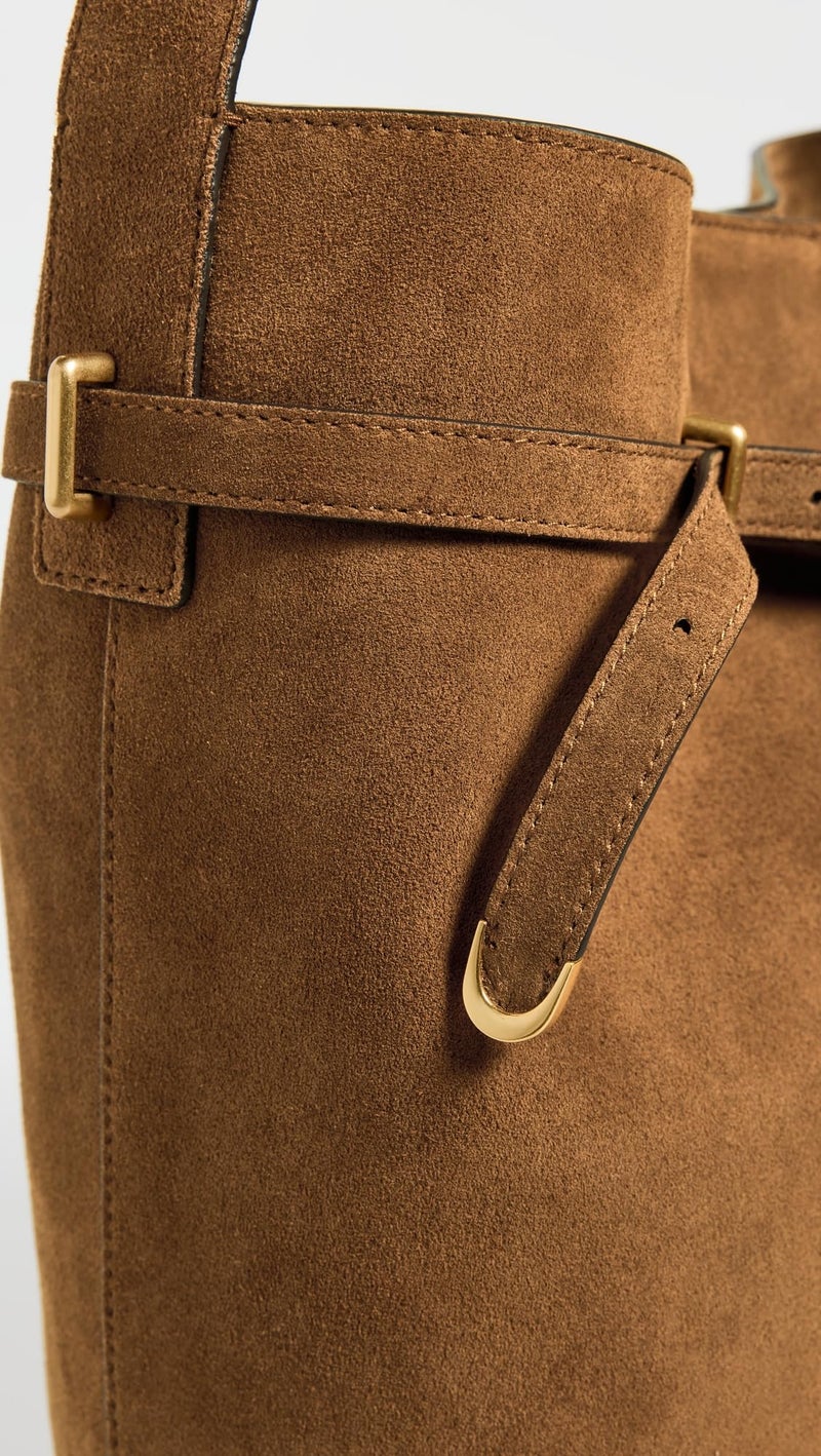 Made Well Madewell Women's The Essential Belted Bucket Tote In Suede, Dried Acorn, One Size - Image 4