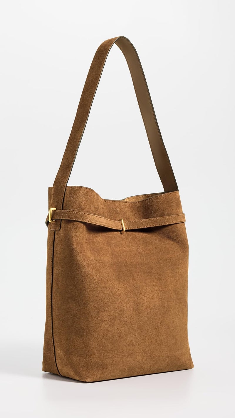 Made Well Madewell Women's The Essential Belted Bucket Tote In Suede, Dried Acorn, One Size - Image 3