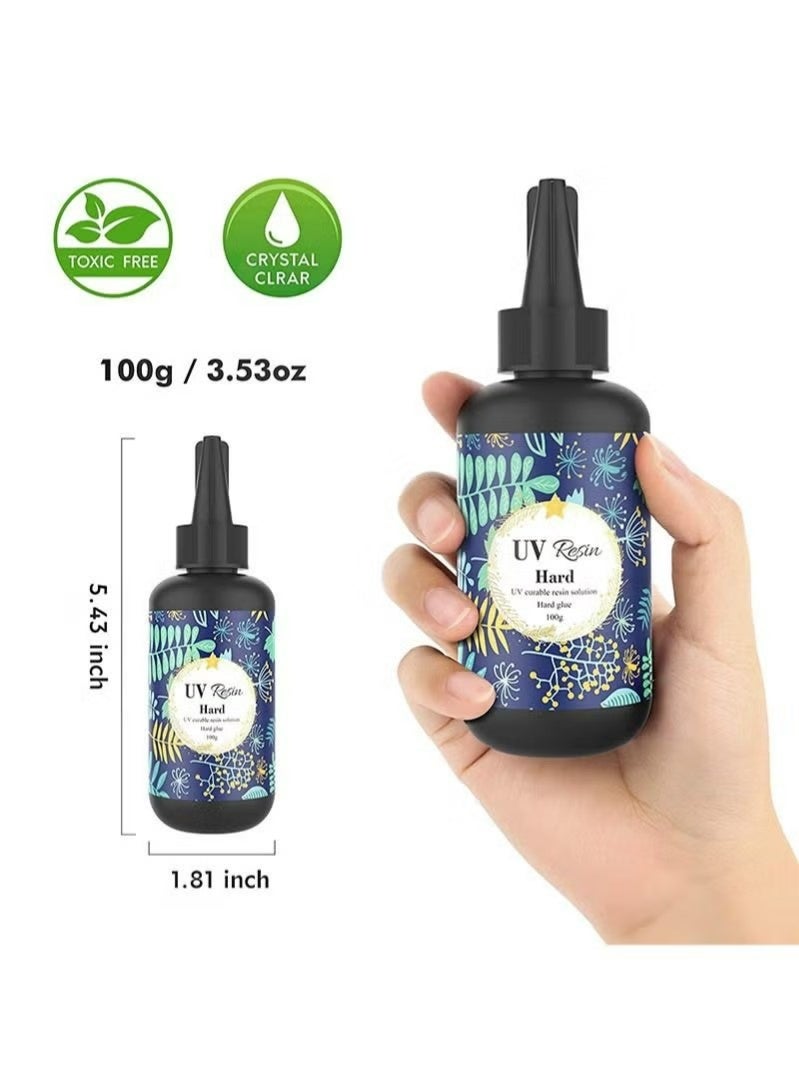 يوجي الراتنج الأشعة فوق البنفسجية، مع أدوات خلط، كريستال واضح الصلب علاج الأشعة فوق البنفسجية علاج الراتنج الإيبوكسي لصنع مجوهرات DIY، ديكور المنزل، واضح الشمسية علاج الشمس النشط الراتنج للصب الراتنج، الصب والطلاء (100g) - Image 2