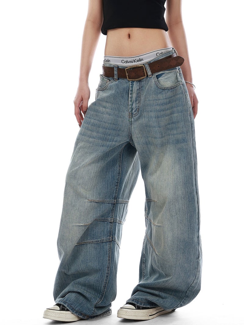 American Retro Bamboo Texture Wide-Leg Pants High-Waisted Niche Design Summer Versatile Casual Jeans For Men And Women - Image 4