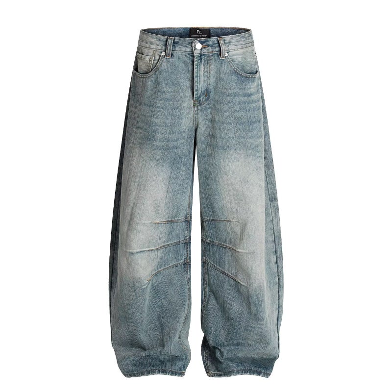 American Retro Bamboo Texture Wide-Leg Pants High-Waisted Niche Design Summer Versatile Casual Jeans For Men And Women - Image 1