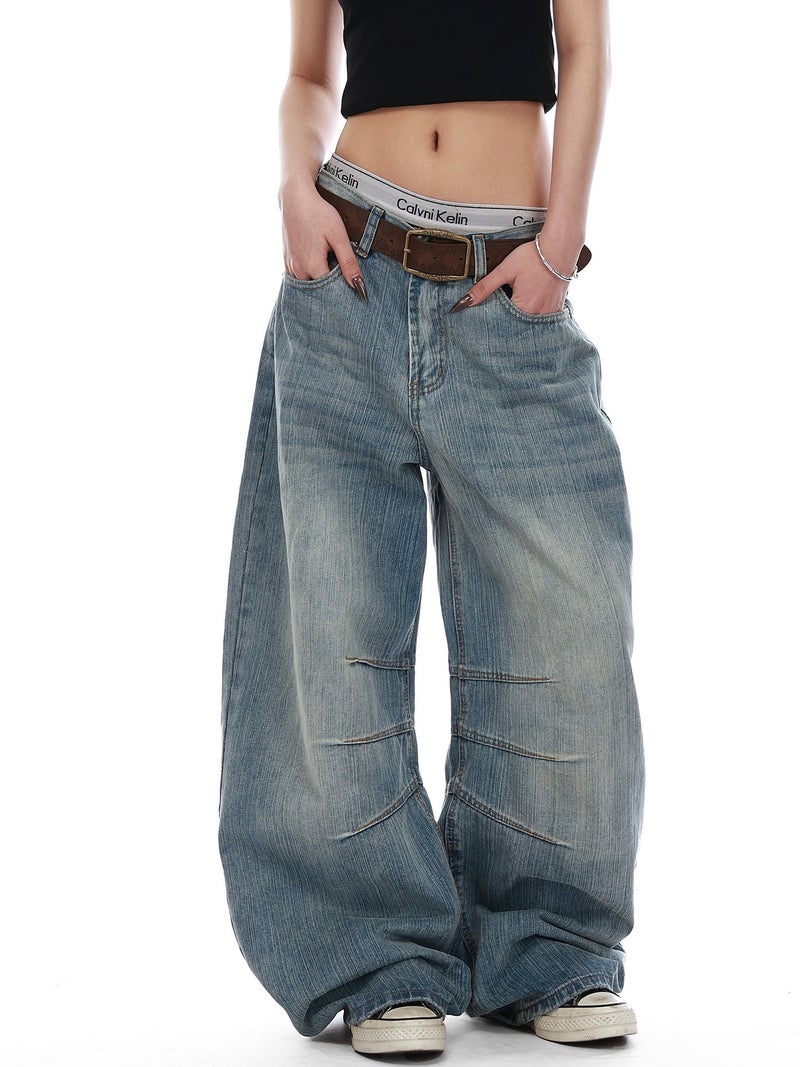 American Retro Bamboo Texture Wide-Leg Pants High-Waisted Niche Design Summer Versatile Casual Jeans For Men And Women - Image 2