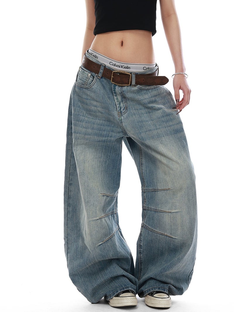 American Retro Bamboo Texture Wide-Leg Pants High-Waisted Niche Design Summer Versatile Casual Jeans For Men And Women - Image 3