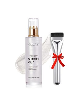 Body Shimmer Oil Bronze Liquid Illuminator Body Glitter Luminizer Glow Bronzing Makeup Long Lasting NonSticky Waterproof Liquid Highlighter Face Body Gold Taning Oils