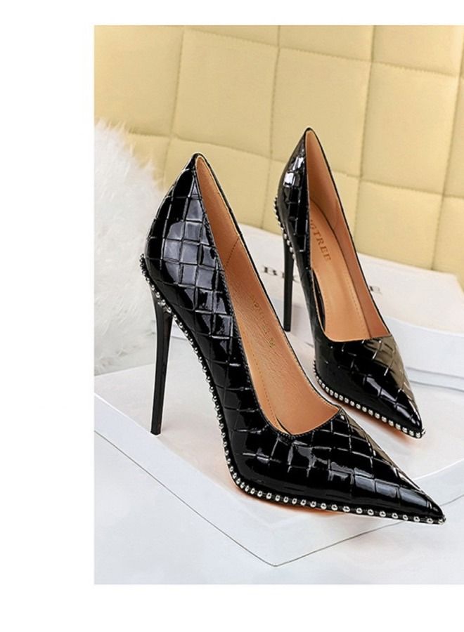 BIGTREE Shallow Mouth Pointed High Heel 10.5CM Black - Image 2