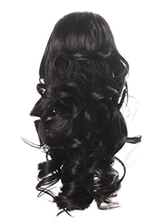 OneDor 12" Synthetic Fiber Natural Textured Curly Ponytail Clip In/On Hair Extension Hairpiece (4# - Dark Brown) - Image 1